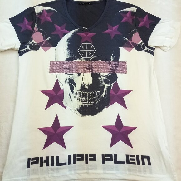Phillip Plein Designer T-Shirt With Skull and Sequins (M) - Picture 6 of 7